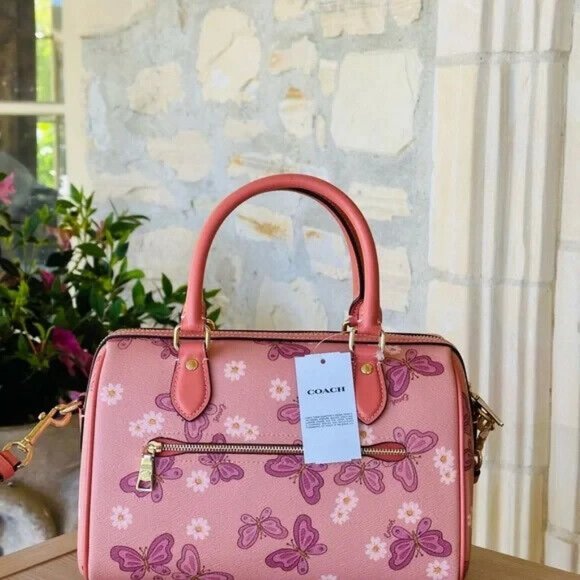 Coach Rowan Butterfly Leather Satchel/ Natalia Wallet Pink NWT Womens Authentic - Picture 5 of 15
